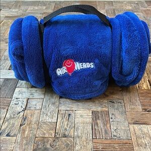 Airheads Fleece Blanket Blue Roll Up Separate Strap  Promotional 51” X 67”